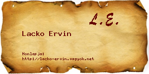 Lacko Ervin névjegykártya